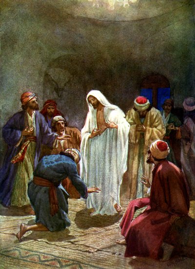 Jezus pokazuje uczniom swoje rany - Biblia autorstwa William Brassey Hole