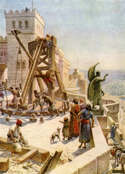 Ozjasz stawia na murach machiny wojenne - Biblia autorstwa William Brassey Hole