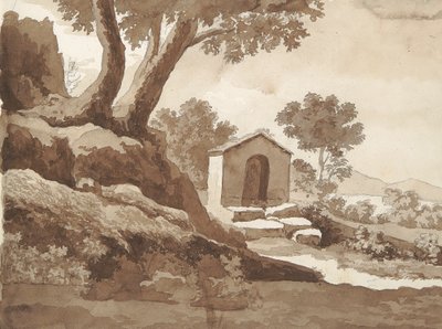 Verso: Budynek na wsi autorstwa William Brockedon