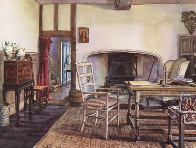 Dekoracja wnętrz: Biały hol (kolorowa litografia) autorstwa William Bruce Ellis Ranken