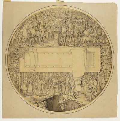 Tarcza ceremonialna z rzymską sceną bitwy autorstwa William Burgess