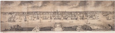 A South Prospect of Ye Kwitnące Miasto Nowy Jork w prowincji Nowy Jork w Ameryce, grawerowane przez Johna Harrisa, 1717-18 autorstwa William Burgis