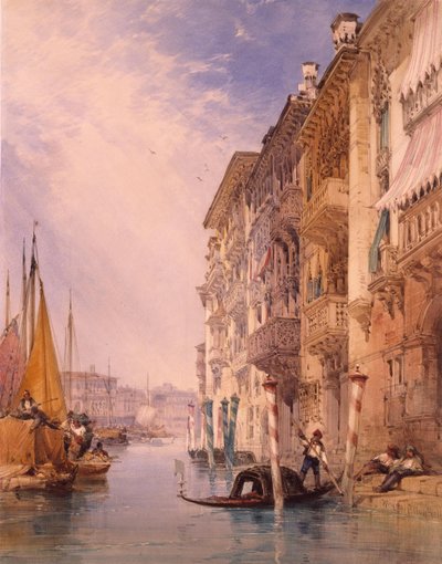 Gondola na Wielkim Kanale, Wenecja autorstwa William Callow