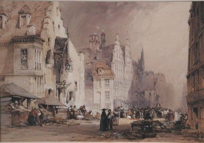 Targ uliczny w Gandawie (akwarela na papierze) autorstwa William Callow
