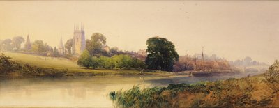Letni wieczór nad Avon w Evesham, ok. 1870-80 (ołówek i akwarela) autorstwa William Callow