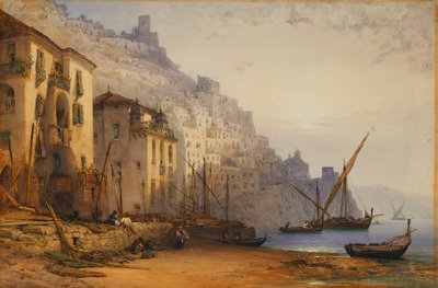 Amalfi from the Shore - Letni poranek, 1887 autorstwa William Callow