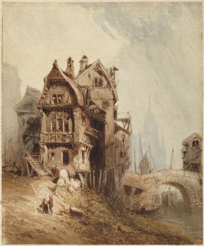 Domy nad rzeką autorstwa William Callow