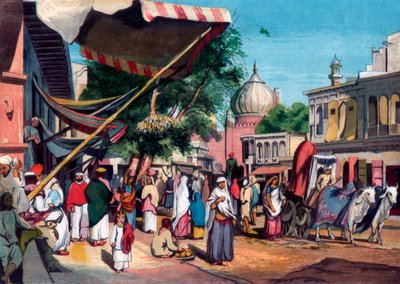 Ulica na tyłach Jami Masjid, Delhi, Indie, 1857. autorstwa William Carpenter