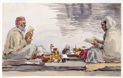 Dwóch świętych mężów czytających Granth Sahib, Amritsar autorstwa William Carpenter