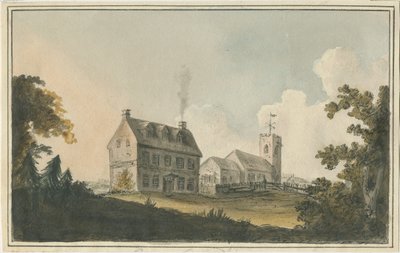 Kościół w Edingale: malarstwo akwarela i [ok. 1790] autorstwa William Carter