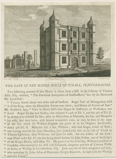 Tixall Hall - Brama: grawerowanie, bd [c 1813] (druk) autorstwa William Carter