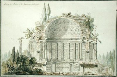 Projekt Ruined Mauzoleum dla Księcia Walii (1738-1820) 1752 (pióro, tusz i akwarela na papierze) autorstwa William Chambers