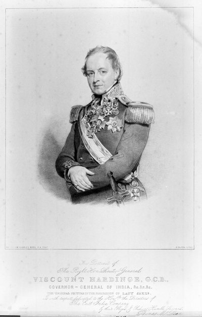 Prawicowy generał porucznik wicehrabia Hardinge, GCB, generalny gubernator Indii autorstwa William Charles (after) Ross