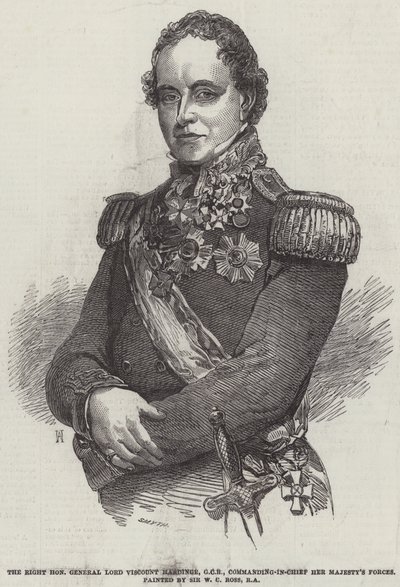 Wielce Szanowny Generał Lord Viscount Hardinge, GCB, głównodowodzący siłami zbrojnymi Jej Królewskiej Mości autorstwa William Charles Ross