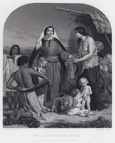 Jałmużna-Uczynki Dorcas (rycina) autorstwa William Charles Thomas (after) Dobson