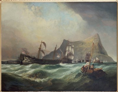 Neptun, holowanie zwycięstwa do portu w Gibraltarze po bitwie pod Trafalgar autorstwa Clarkson Frederick Stanfield