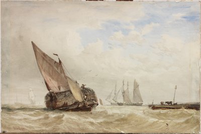The Hayboat (akwarela, kolor nadwozia i wydrapywanie na karcie) autorstwa Clarkson Frederick Stanfield