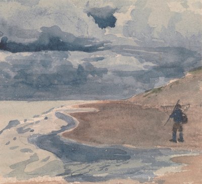Krajobraz z mężczyzną na plaży autorstwa William Collins