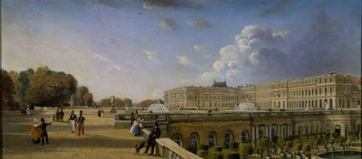 Pałac i Taras w Wersalu, ok. 1825-35 (olej na desce) autorstwa William Cowen