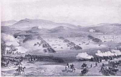 Kominiarka, 25 października 1854: Szarża Lekkiej Brygady, ilustracja z brytyjskich bitew lądowych i morskich, 1915 autorstwa William Crimea Simpson