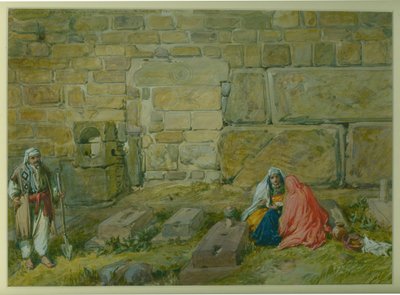 Wybudowany otwór drzwiowy we wschodniej ścianie Haramu, niedaleko Golden Gate, 1872 (ołówek na papierze) autorstwa William Crimea Simpson