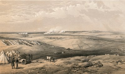 Odległy widok na kwaterę główną Lorda Raglana przed Sewastopolu autorstwa William Crimea Simpson