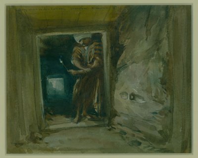 Galeria pod Złotą Bramą, Jerozolima, 1871 (wc i ołówek na papierze) autorstwa William Crimea Simpson
