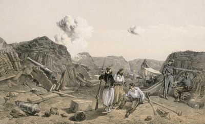 Szkic we wnętrzu Mamelon Vert, patrząc na południe autorstwa William Crimea Simpson