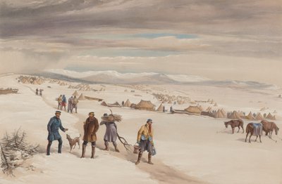 Obóz Drugiej Dywizji, patrzący na wschód. Styczeń 1855 autorstwa William Crimea Simpson