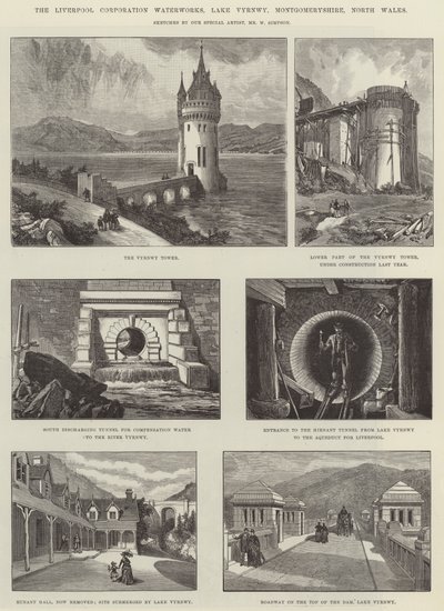 The Liverpool Corporation Waterworks, Lake Vyrnwy, Montgomeryshire, North Wales autorstwa William Crimea Simpson