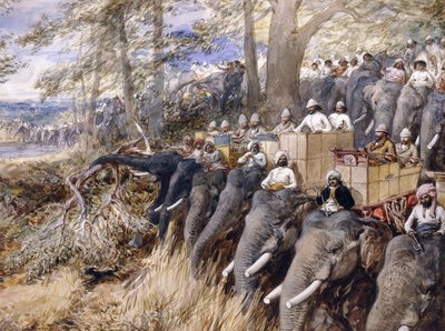 Książę Walii w Terai bije dżunglę z Sir Jung Bahadur Rana, 1876 autorstwa William Crimea Simpson