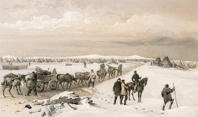 Obóz 1 Dywizji, patrząc na północ w kierunku obozu 2 Dywizji, w oddali Wzgórza Inkermanna autorstwa William Crimea Simpson