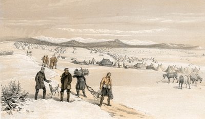 Obóz 2 Dywizji, patrząc na wschód, styczeń 1855 autorstwa William Crimea Simpson