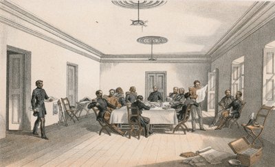 Wnętrze kwatery głównej Lorda Raglana, rada wojenna autorstwa William Crimea Simpson