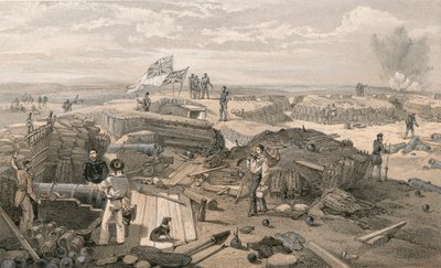 Wnętrze Redanu, wzięte z jego lewej ściany, patrząc w stronę kąta Wystającego, patrząc na południe autorstwa William Crimea Simpson