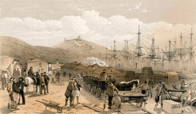 Kolej w Bałakławie, patrząc na południe autorstwa William Crimea Simpson