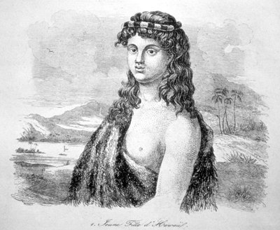 Młoda dziewczyna z wyspy Hawaje, ok.1824. autorstwa William Dampier