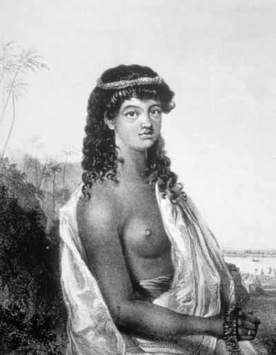 Młoda dziewczyna z Wysp Sandwich na Hawajach, ok. 1826 r. autorstwa William Dampier