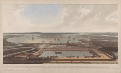 Widok na doki Kompanii Wschodnioindyjskiej autorstwa William Daniell
