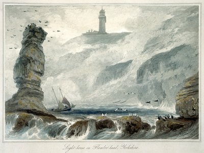 „Latarnia morska na Flamborough Head”, Yorkshire, 1822 autorstwa William Daniell