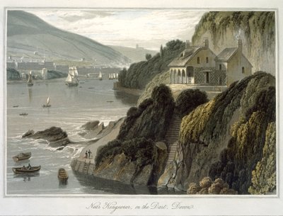 W pobliżu Kingswear, na Dart, Devon, z tomu VIII „Podróży dookoła Wielkiej Brytanii podjętej między latami 1814 i 1825” opublikowanej w 1825 r. (akwatinta) autorstwa William Daniell