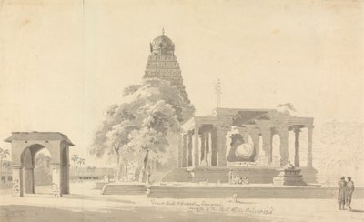 Wielki Byk i Pagoda w Tanjore autorstwa William Daniell