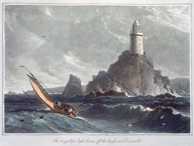 „Latarnia Longships przy Lands End w Kornwalii”, 1814 r autorstwa William Daniell
