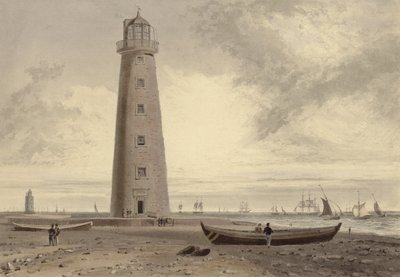 Latarnie morskie Orford Ness, Suffolk (akwatinta) autorstwa William Daniell