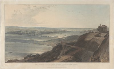 Widok na miasto i część portu Falmouth z zamku Pendennis w Kornwalii autorstwa William Daniell