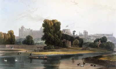 Zamek Windsor od Tamizy w Eton, ok. 1827-30. autorstwa William Daniell