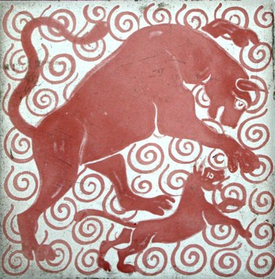 Mityczne bestie (ceramiczne) autorstwa William de Morgan