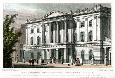 The London Institution, Finsbury Circus, Londyn, 1827. autorstwa William Deeble