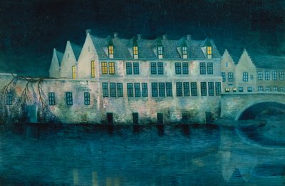 Noc w Brugii; La Nuit a Brugia autorstwa William Degouve de Nuncques