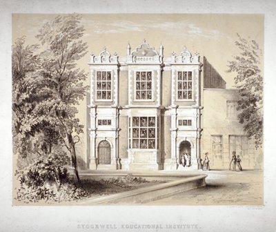 Stockwell Educational Institute, Stockwell, Lambeth, Londyn, c1860 autorstwa William Dickes